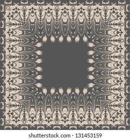 Vector fine floral square frame. Decorative element for invitations and cards. Border element