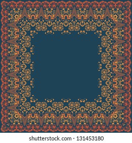 Vector fine floral square frame. Decorative element for invitations and cards. Border element
