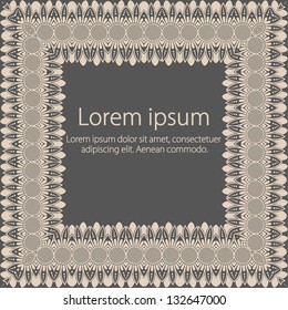 Vector fine floral square frame. Decorative element for invitations and cards. Border element