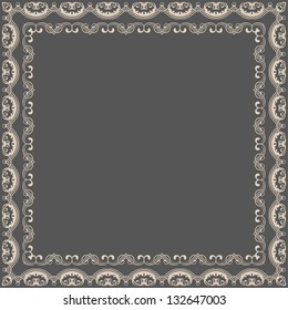 Vector fine floral square frame. Decorative element for invitations and cards. Border element