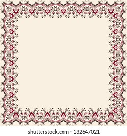 Vector fine floral square frame. Decorative element for invitations and cards. Border element
