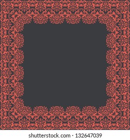 Vector fine floral square frame. Decorative element for invitations and cards. Border element