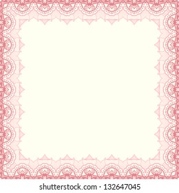 Vector fine floral square frame. Decorative element for invitations and cards. Border element