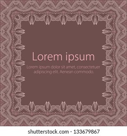 Vector fine floral square frame. Decorative element for invitations and cards. Border element