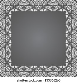 Vector fine floral square frame. Decorative element for invitations and cards. Border element