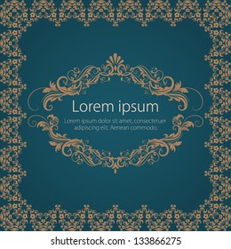 Vector fine floral square frame. Decorative element for invitations and cards. Border element
