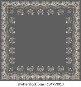 Vector fine floral square frame. Decorative element for invitations and cards. Border element