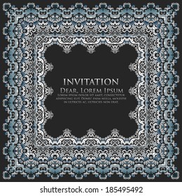 Vector fine floral square frame. Decorative element for invitations and cards. Border element