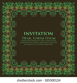 Vector fine floral square frame. Decorative element for invitations and cards. Border element