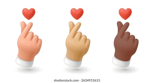 Conjunto De Ícones De Gesto De Mão De Coração De Dedo De Vetor. Coreano Como Gesto de Mão Ilustração Vetor Mostrando Amor e Apreciação. Gesto de mão de dedo bonito do coração para mídias sociais, K-Pop, design de mensagens