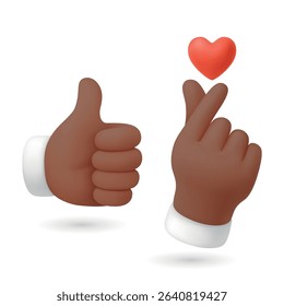 Vector Finger Heart Hand Gesture Icon Set. Korean Like Hand Gesture Vector Illustration Showing Love and Appreciation. Cute Finger Heart Hand Gesture for Social Media, K-Pop, Messaging Design