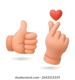 Conjunto De Ícones De Gesto De Mão De Coração De Dedo De Vetor. Coreano Como Gesto de Mão Ilustração Vetor Mostrando Amor e Apreciação. Gesto de mão de dedo bonito do coração para mídias sociais, K-Pop, design de mensagens