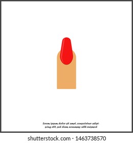 Vector finger and painted nail icon. Manicure symbol on white isolated background. Layers grouped for easy editing illustration. For your design.