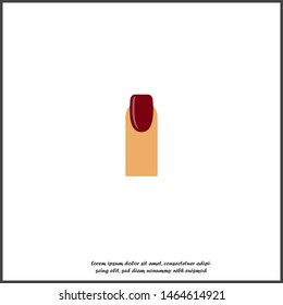 Vector finger and painted nail icon. Manicure symbol on white isolated background. Layers grouped for easy editing illustration. For your design.