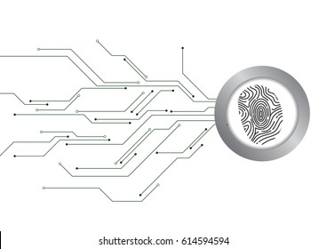 Vector : Finger print with electronic circuit background
