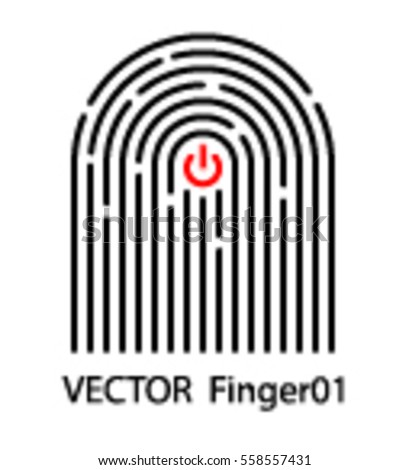 Vector Finger print with red on-off button.