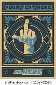 Vector The Finger Symbol, Obey Style Poster Decorative Background