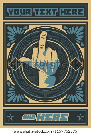Vector The Finger Symbol, Obey Style Poster Decorative Background