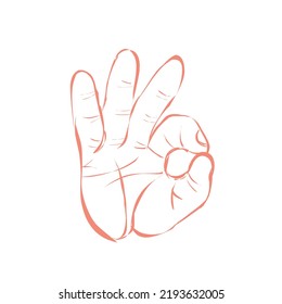 vector finger symbolizing ok with line pattern 