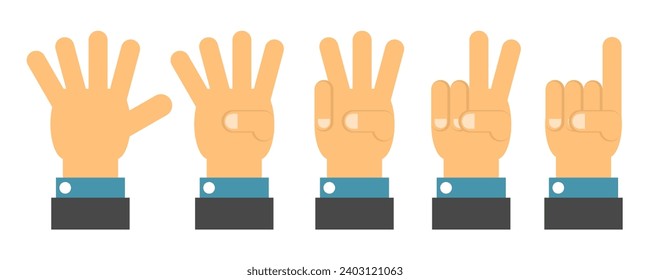 vector of finger symbols numbers one to five