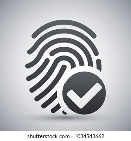 Vector fingerprint accepted icon on a light gray background