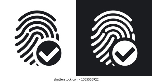 Vector fingerprint accepted icon on black and white background