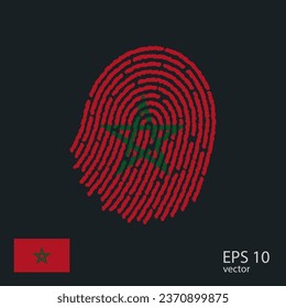 Vector fingerprint colored with the national flag of Morocco