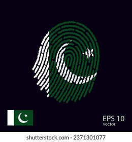 Vector fingerprint colored with the national flag of Pakistan
