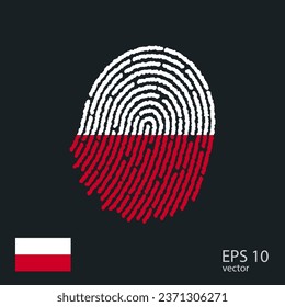Vector fingerprint colored with the national flag of Poland