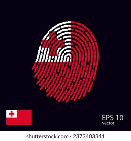 Vektor-Fingerabdruck, gefärbt mit der nationalen Flagge von Tonga