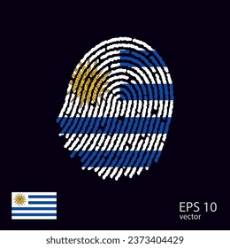 Vector fingerprint colored with the national flag of Uruguay