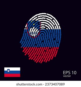 Vector fingerprint colored with the national flag of Slovenia