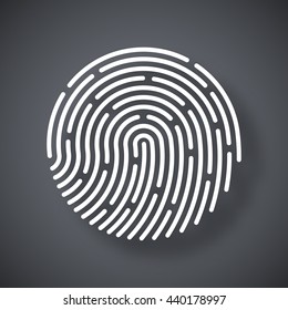 Vector Fingerprint icon. Fingerprint simple icon on a dark gray background