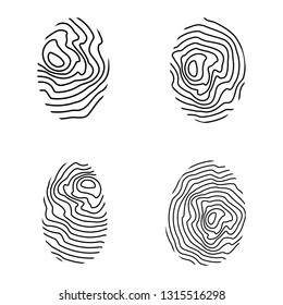 Vector Fingerprint Icons Set, Isolated on white background