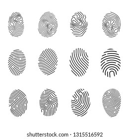 Vector Fingerprint Icons Set, Isolated on white background