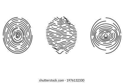 Vector fingerprint icons set, isolated identification system authorization