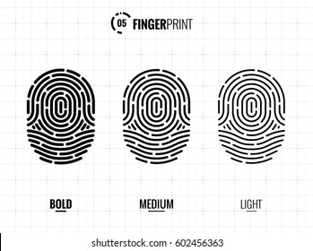 Vector Fingerprint Icons Set, Isolated Sci-Fi Future Identification Authorization System