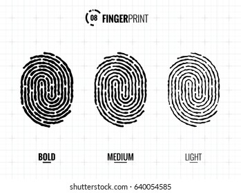 Vector Fingerprint Icons Set, Isolated Sci-Fi Future Identification Authorization System