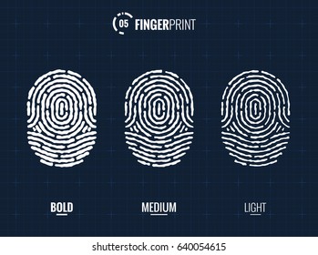 Vector Fingerprint Icons Set, Isolated Sci-Fi Future Identification Authorization System