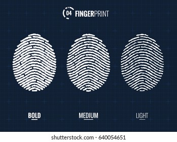 Vector Fingerprint Icons Set, Isolated Sci-Fi Future Identification Authorization System