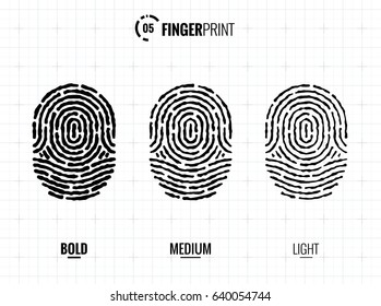 Vector Fingerprint Icons Set, Isolated Sci-Fi Future Identification Authorization System