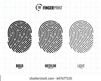 Vector Fingerprint Icons Set, Isolated Sci-Fi Future Identification Authorization System