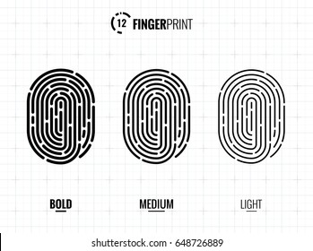 Vector Fingerprint Icons Set, Isolated Sci-Fi Future Identification Authorization System