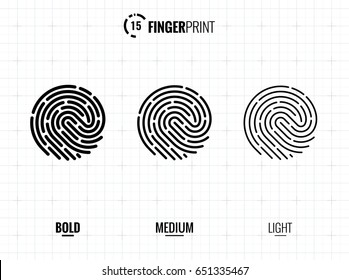 Vector Fingerprint Icons Set, Isolated Sci-Fi Future Identification Authorization System