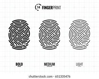 Vector Fingerprint Icons Set, Isolated Sci-Fi Future Identification Authorization System