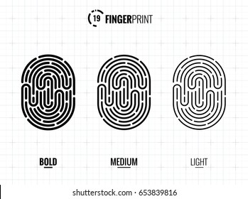 Vector Fingerprint Icons Set, Isolated Sci-Fi Future Identification Authorization System