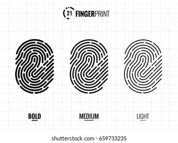 Vector Fingerprint Icons Set, Isolated Sci-Fi Future Identification Authorization System