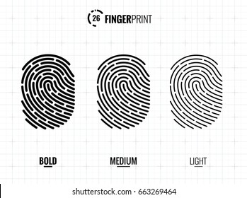 Vector Fingerprint Icons Set, Isolated Sci-Fi Future Identification Authorization System