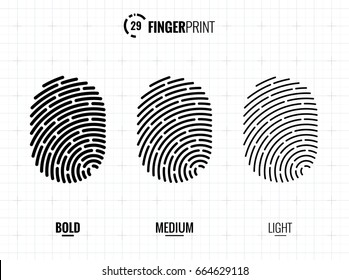 Vector Fingerprint Icons Set, Isolated Sci-Fi Future Identification Authorization System