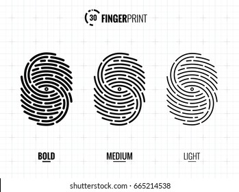 Vector Fingerprint Icons Set, Isolated Sci-Fi Future Identification Authorization System